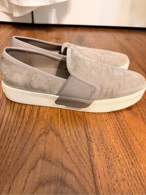 1. State Women's Slip-On Suede Sneakers in Light Gray